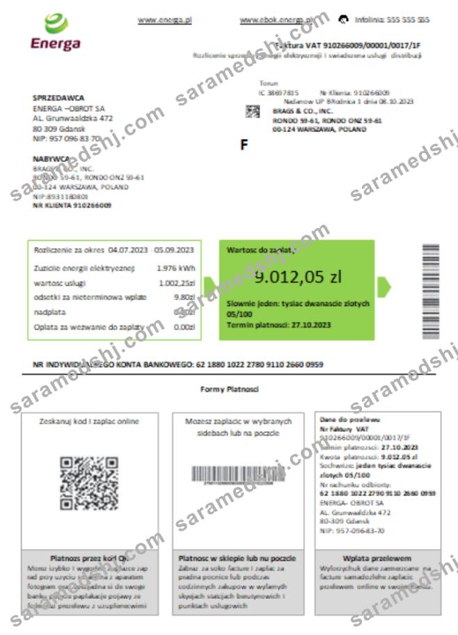 Poland Energa utility business bill,  SCR